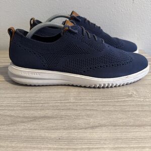 Cole Haan Grand Stretch Knit Wing Tip Oxford Shoes Navy Blue C37369 Sz 10